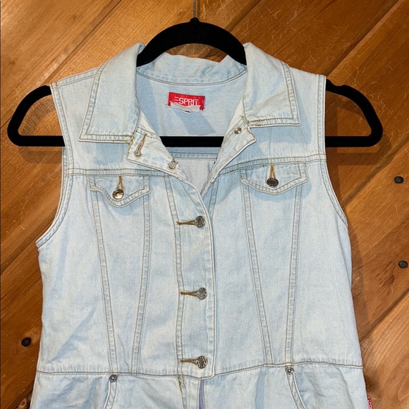 Vintage Y2K espirit denim shorts button up front romper - Picture 3 of 5